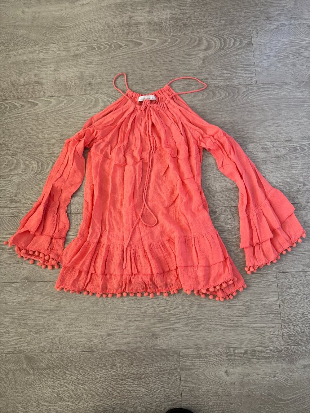 Lovers + Friends Waves For Days Coral Cold Shoulder Ruffle Mini Dress XS